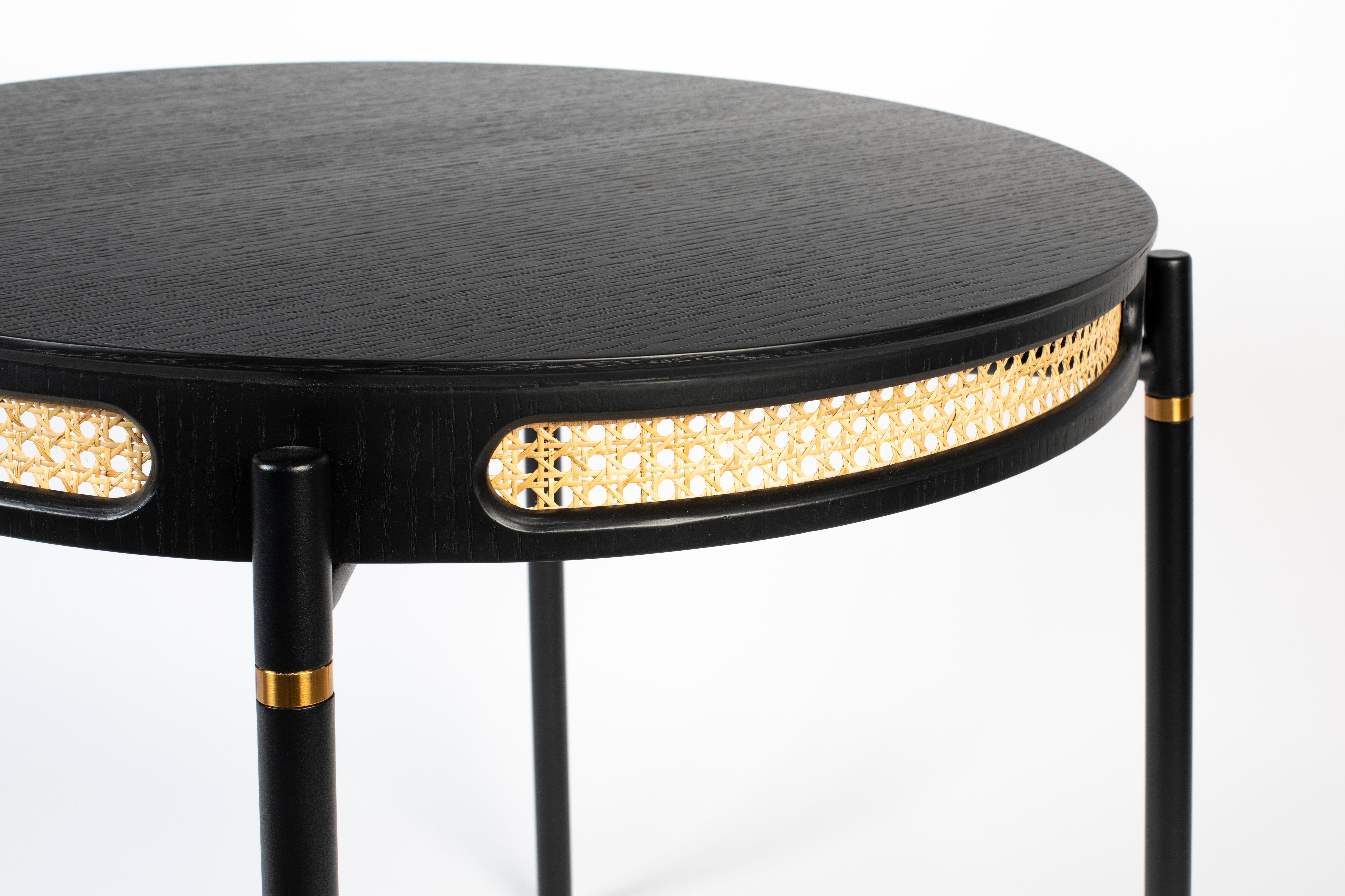 Bold Monkey Don't Stop The Webbing Black Wood & Rattan Round Dining Table